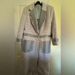 “Carolina Herrera” Boucle’ long coat. Pastels and pink. No size indicated.